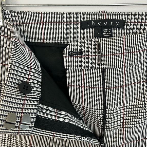Theory Window Pane Plaid Cropped Ankle Trouser Pants Size 10 - Picture 9 of 12